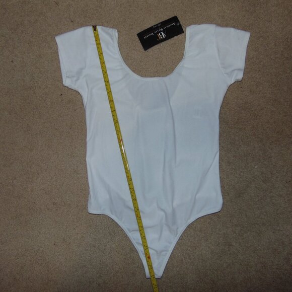 ABT White Short Sleeve Thong Leotard AL NWT - Picture 7 of 8